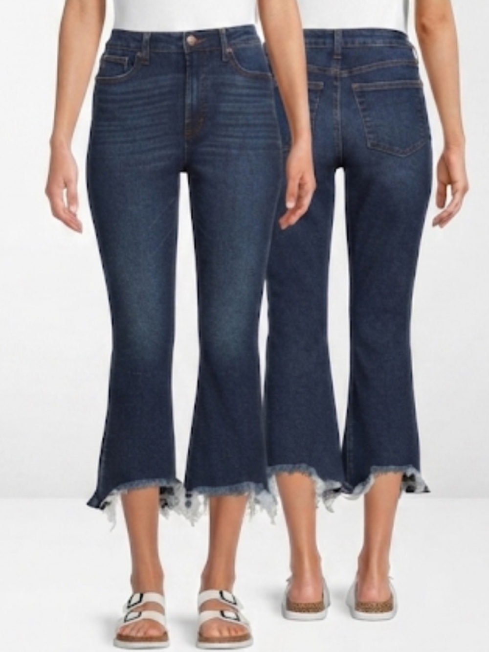 No Boundaries High-Rise Dark Blue Flare Jeans with Frayed Hem size 9